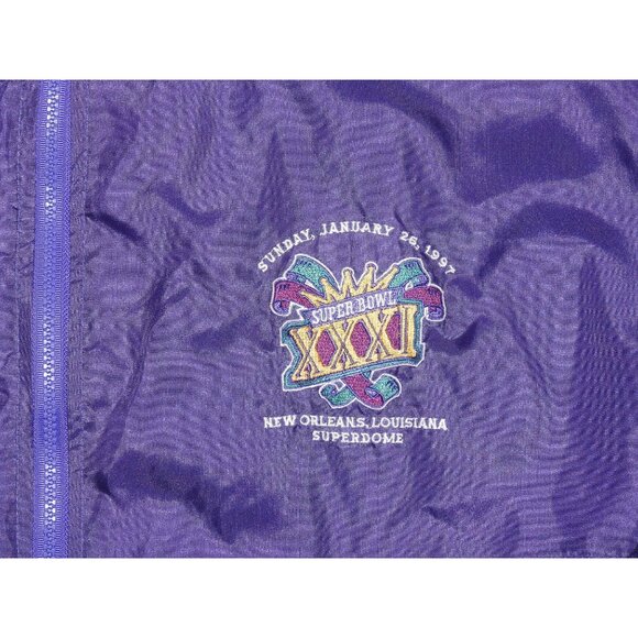 Vintage Pro Player Super Bowl XXXI 1997 Pullover Purple Windbreaker Jacket Large - Picture 2 of 8